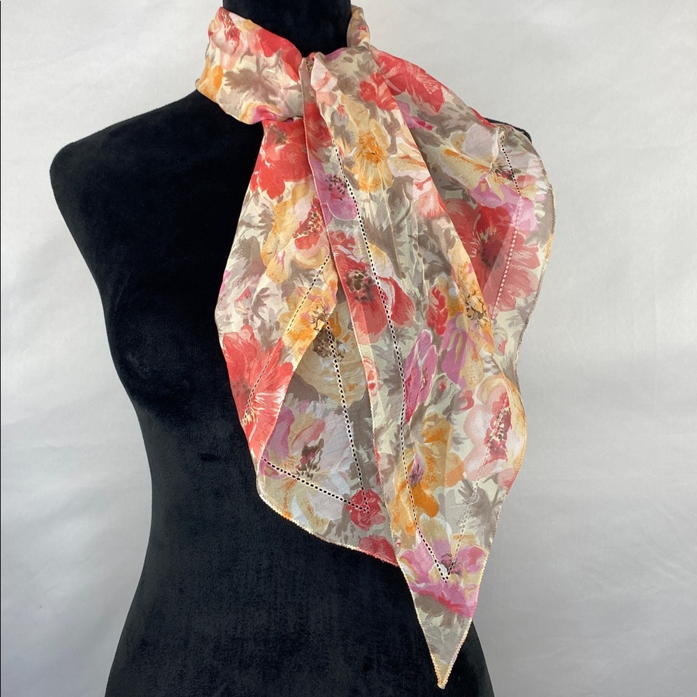 NWOT Coldwater Creek Cottagecore Sheer Floral Scarf